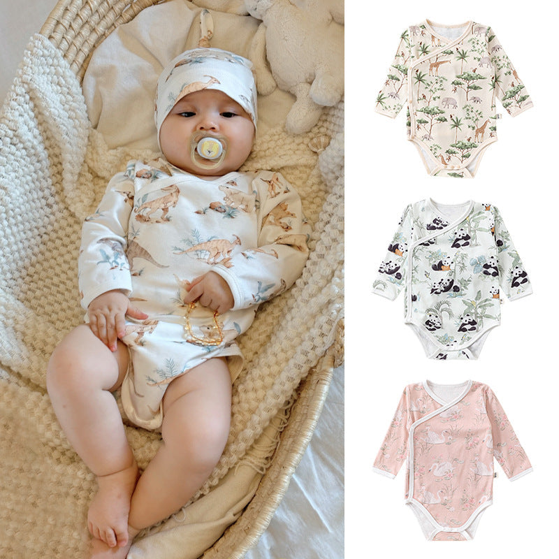 Autumn Hot Selling Baby Unisex Cartoon Animals Pattern Onesies with Hat-0